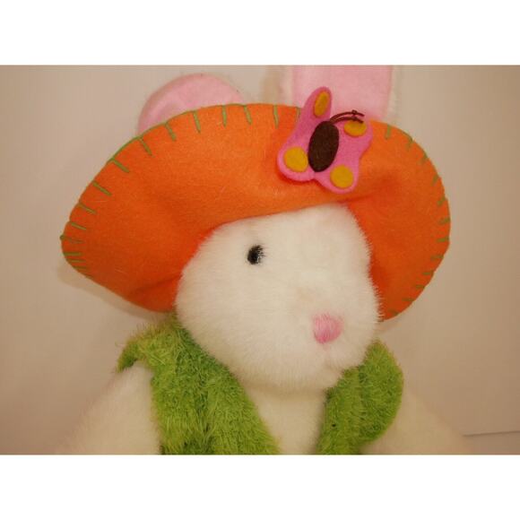 VTG Bunny Rabbit Plush White Pink Green Orange Butterfly and Bug Catcher Net - Picture 2 of 12